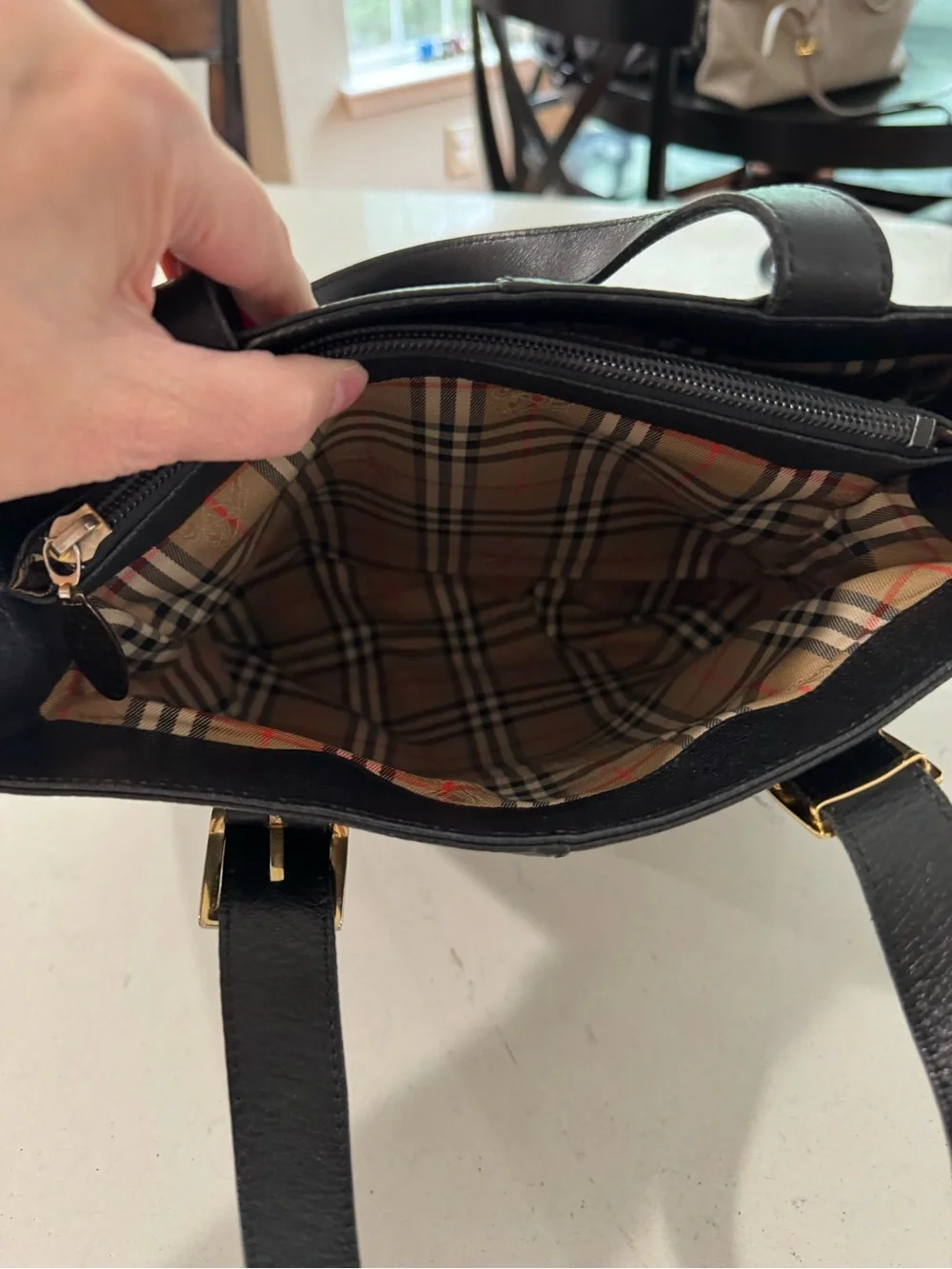 Burberry black leather